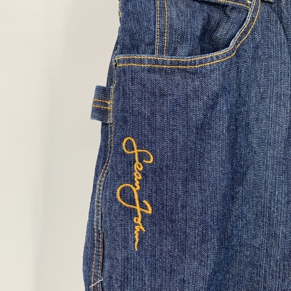Sean John Carpenter Cargo long jean shorts baggy wide leg skater blue dark 40 - Picture 2 of 5